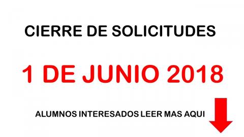 AVISO CIERRE DE SOLICITUDES 1 DE JUNIO 2018